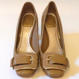 Dior tan patent leather chunky heels EU37